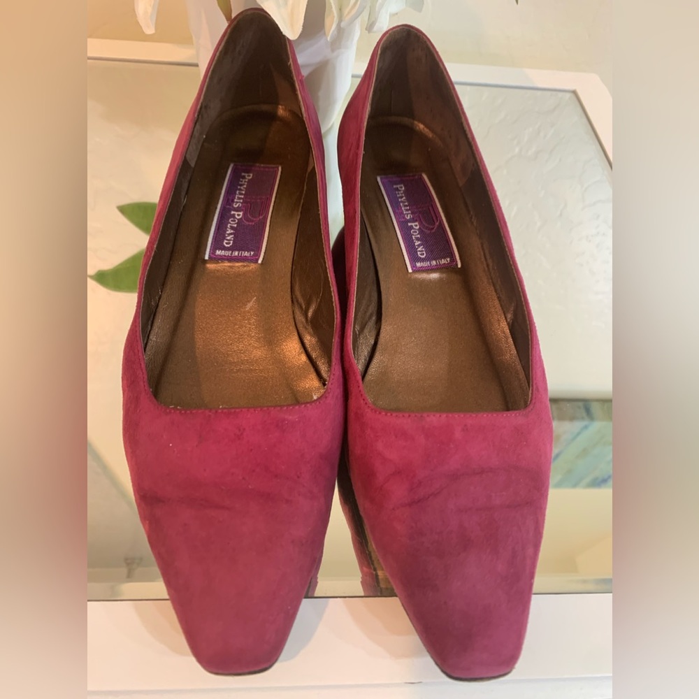 Phyllis Poland suede, Rose colored Italian Flats